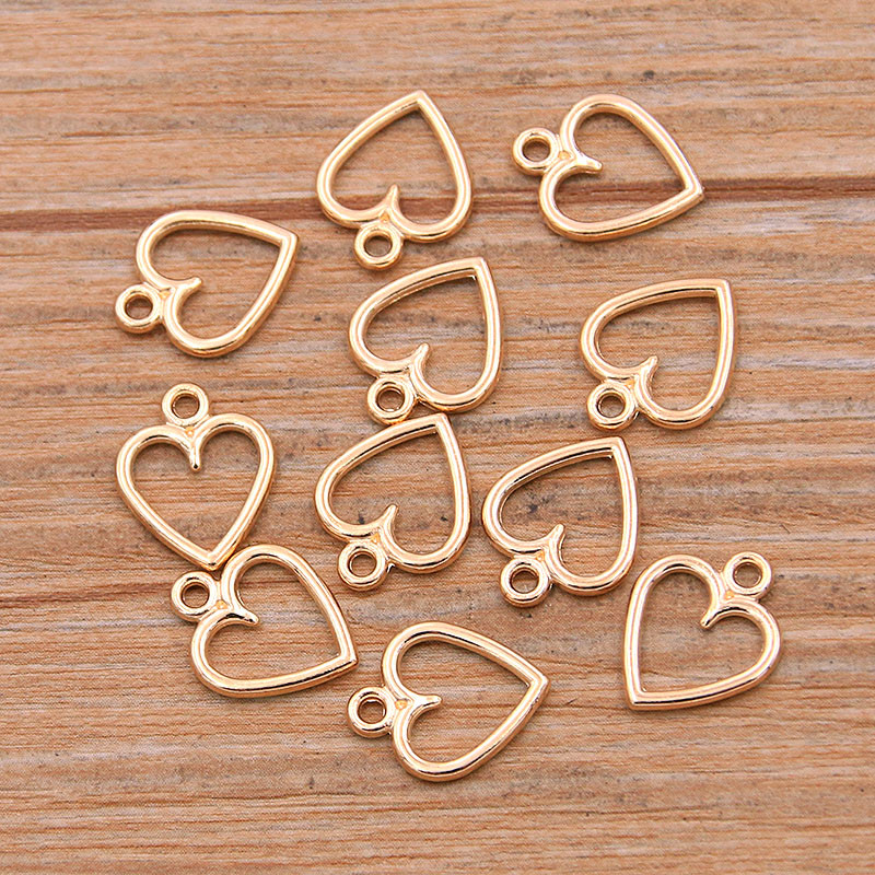 60 bucăți 10*13mm imagine culoare inimi goale farmece geometrie pandantiv metal aliaj bricolaj colier brățară cercei marcare