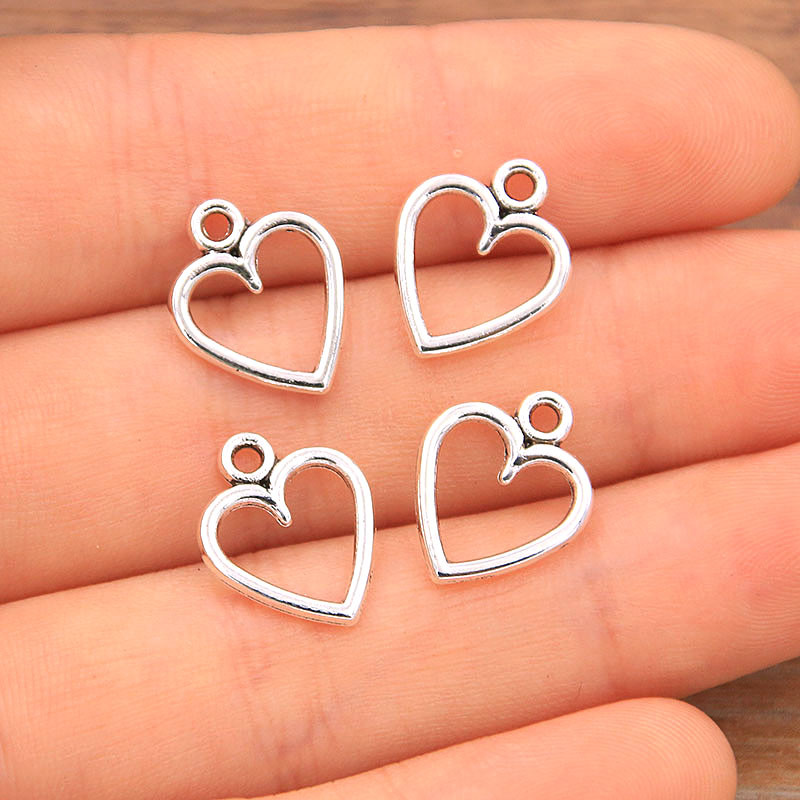 60 bucăți 10*13mm imagine culoare inimi goale farmece geometrie pandantiv metal aliaj bricolaj colier brățară cercei marcare