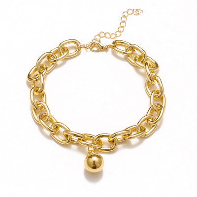 Brățări de gleznă simple, bile rotunde, bijuterii pentru picioare pentru femei, lanț cu legături cubaneze de culoare aurie, glezne groase, nisipuri, accesorii gotice