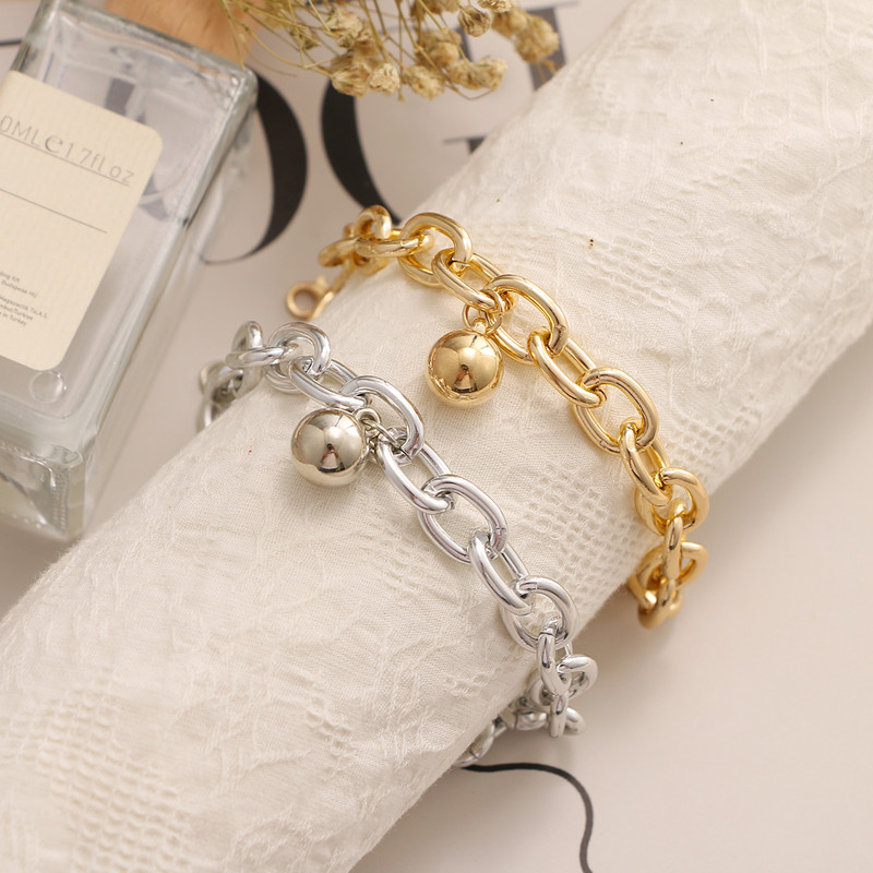 Brățări de gleznă simple, bile rotunde, bijuterii pentru picioare pentru femei, lanț cu legături cubaneze de culoare aurie, glezne groase, nisipuri, accesorii gotice