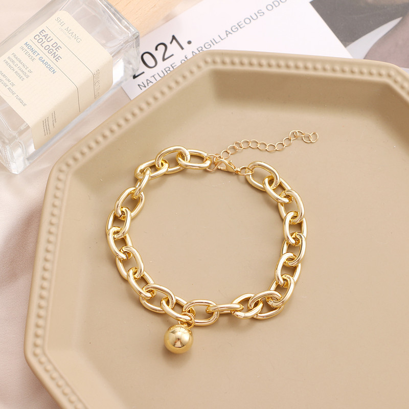 Brățări de gleznă simple, bile rotunde, bijuterii pentru picioare pentru femei, lanț cu legături cubaneze de culoare aurie, glezne groase, nisipuri, accesorii gotice