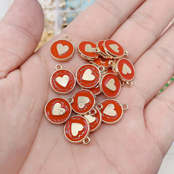 JQ 20Pcs 12*14MM Sweet Love Heart Enamel Charm Златна сплав Висулка за Направи си сам обеца Бижута Орнамент Направи си сам аксесоари на едро