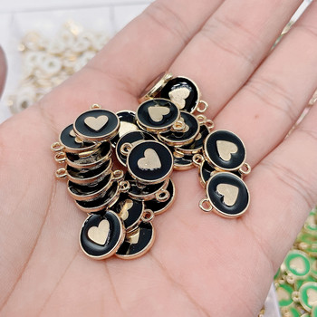 JQ 20Pcs 12*14MM Sweet Love Heart Enamel Charm Златна сплав Висулка за Направи си сам обеца Бижута Орнамент Направи си сам аксесоари на едро