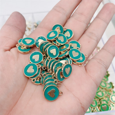 JQ 20 buc. 12*14 MM Dulce Dragoste Inimă smalț Breloc din aliaj de aur Pandantiv pentru cercei DIY Bijuterii Ornament Accesorii DIY En-gros