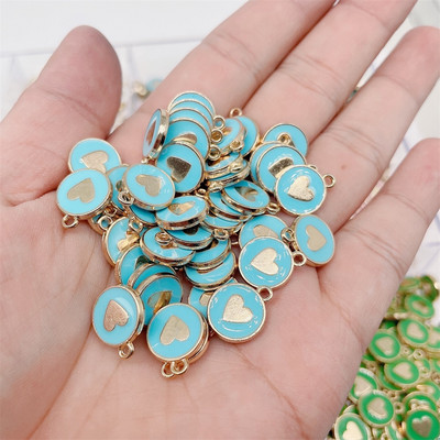 JQ 20 buc. 12*14 MM Dulce Dragoste Inimă smalț Breloc din aliaj de aur Pandantiv pentru cercei DIY Bijuterii Ornament Accesorii DIY En-gros