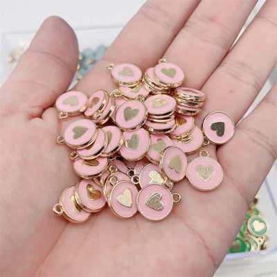 JQ 20 buc. 12*14 MM Dulce Dragoste Inimă smalț Breloc din aliaj de aur Pandantiv pentru cercei DIY Bijuterii Ornament Accesorii DIY En-gros