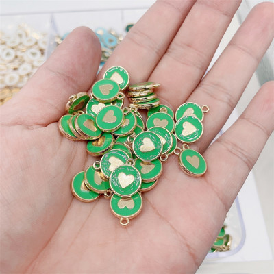 JQ 20 buc. 12*14 MM Dulce Dragoste Inimă smalț Breloc din aliaj de aur Pandantiv pentru cercei DIY Bijuterii Ornament Accesorii DIY En-gros