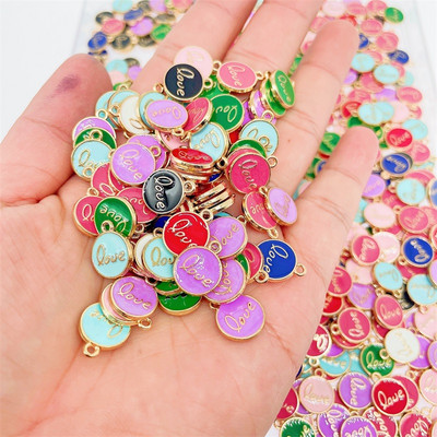 JQ 20 buc. 12*14 MM Dulce Dragoste Inimă smalț Breloc din aliaj de aur Pandantiv pentru cercei DIY Bijuterii Ornament Accesorii DIY En-gros