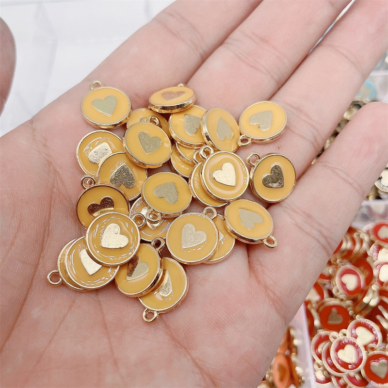 JQ 20 buc. 12*14 MM Dulce Dragoste Inimă smalț Breloc din aliaj de aur Pandantiv pentru cercei DIY Bijuterii Ornament Accesorii DIY En-gros