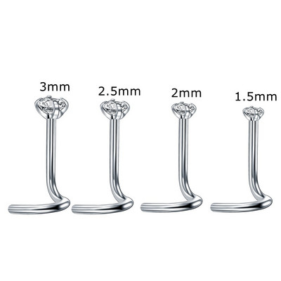 Set de inele de nas cu cristal din oțel chirurgical, drept 20G, pachet de inele de nas cu zircon, lot de știfturi, piercing pentru nară, bijuterii în vrac