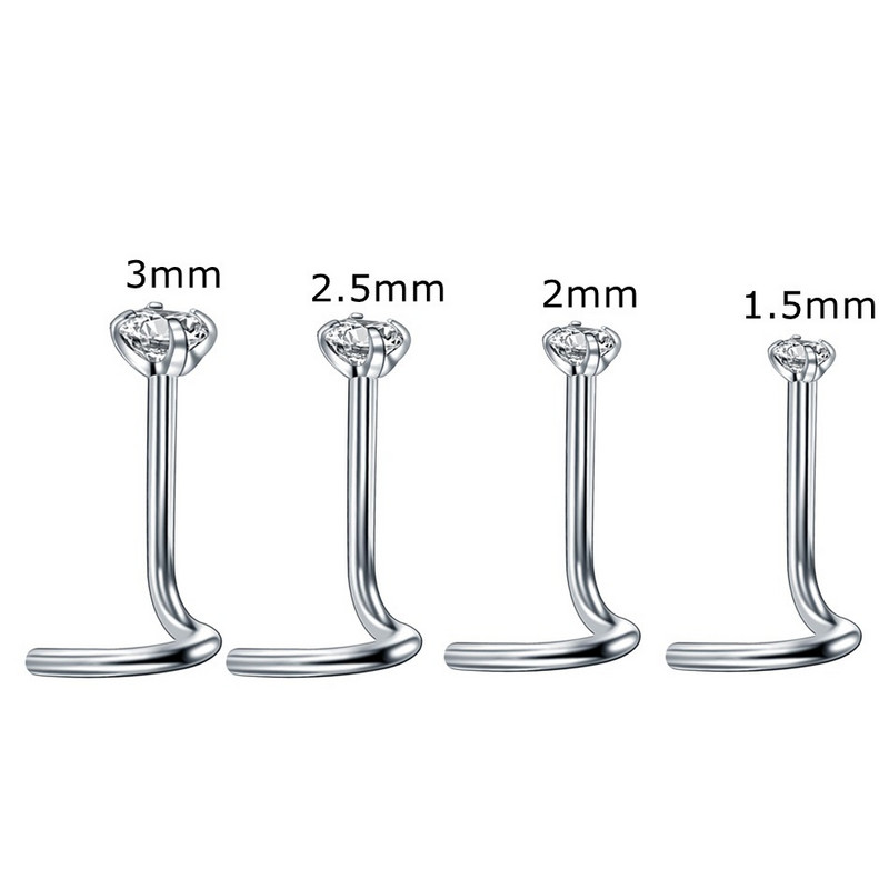 Set de inele de nas cu cristal din oțel chirurgical, drept 20G, pachet de inele de nas cu zircon, lot de știfturi, piercing pentru nară, bijuterii în vrac