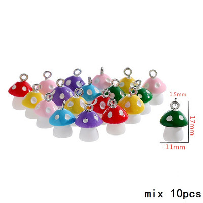 10 τμχ 6 Χρώμα μανιτάρια Charms Diy Findings Βραχιόλια με μπρελόκ Κρεμαστό για κατασκευή κοσμημάτων