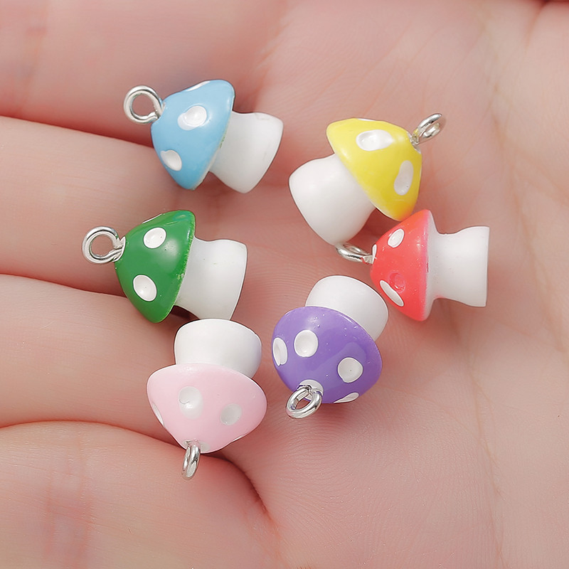 10 τμχ 6 Χρώμα μανιτάρια Charms Diy Findings Βραχιόλια με μπρελόκ Κρεμαστό για κατασκευή κοσμημάτων