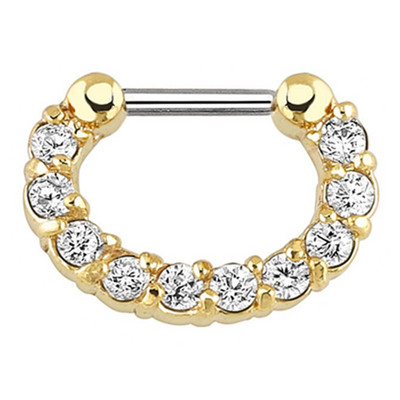 1/2 részes kristály septum piercing Clicker 16G rozsdamentes acél orr piercing gyűrű Septum Clicker ékszer Daith Cartlage piercing