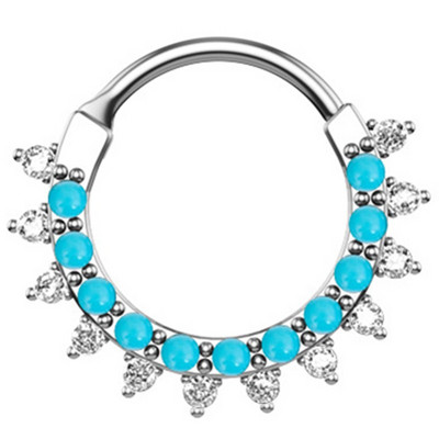 1/2 részes kristály septum piercing Clicker 16G rozsdamentes acél orr piercing gyűrű Septum Clicker ékszer Daith Cartlage piercing