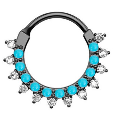 1/2 részes kristály septum piercing Clicker 16G rozsdamentes acél orr piercing gyűrű Septum Clicker ékszer Daith Cartlage piercing