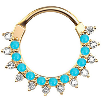 1/2 részes kristály septum piercing Clicker 16G rozsdamentes acél orr piercing gyűrű Septum Clicker ékszer Daith Cartlage piercing