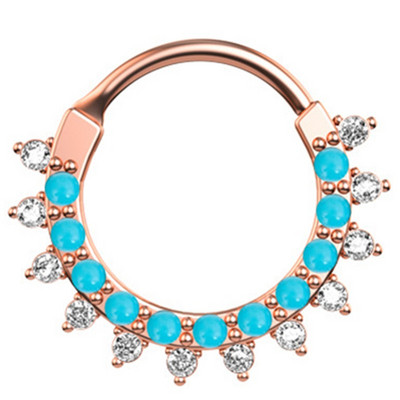 1/2 részes kristály septum piercing Clicker 16G rozsdamentes acél orr piercing gyűrű Septum Clicker ékszer Daith Cartlage piercing