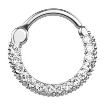 1/2 részes kristály septum piercing Clicker 16G rozsdamentes acél orr piercing gyűrű Septum Clicker ékszer Daith Cartlage piercing