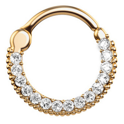 1/2 részes kristály septum piercing Clicker 16G rozsdamentes acél orr piercing gyűrű Septum Clicker ékszer Daith Cartlage piercing