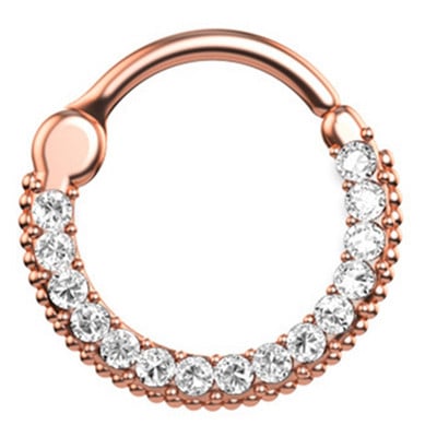 1/2 részes kristály septum piercing Clicker 16G rozsdamentes acél orr piercing gyűrű Septum Clicker ékszer Daith Cartlage piercing