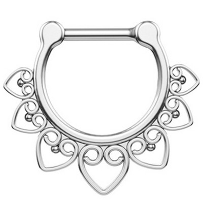 1/2 részes kristály septum piercing Clicker 16G rozsdamentes acél orr piercing gyűrű Septum Clicker ékszer Daith Cartlage piercing