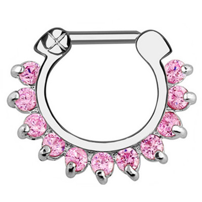 1/2 részes kristály septum piercing Clicker 16G rozsdamentes acél orr piercing gyűrű Septum Clicker ékszer Daith Cartlage piercing
