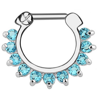 1/2 részes kristály septum piercing Clicker 16G rozsdamentes acél orr piercing gyűrű Septum Clicker ékszer Daith Cartlage piercing