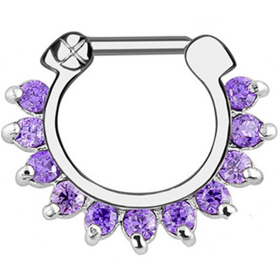 1/2 részes kristály septum piercing Clicker 16G rozsdamentes acél orr piercing gyűrű Septum Clicker ékszer Daith Cartlage piercing