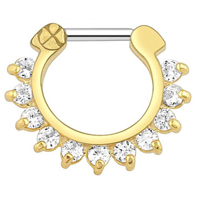 1/2 részes kristály septum piercing Clicker 16G rozsdamentes acél orr piercing gyűrű Septum Clicker ékszer Daith Cartlage piercing