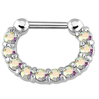 1/2 részes kristály septum piercing Clicker 16G rozsdamentes acél orr piercing gyűrű Septum Clicker ékszer Daith Cartlage piercing