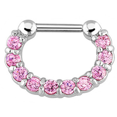 1/2 részes kristály septum piercing Clicker 16G rozsdamentes acél orr piercing gyűrű Septum Clicker ékszer Daith Cartlage piercing