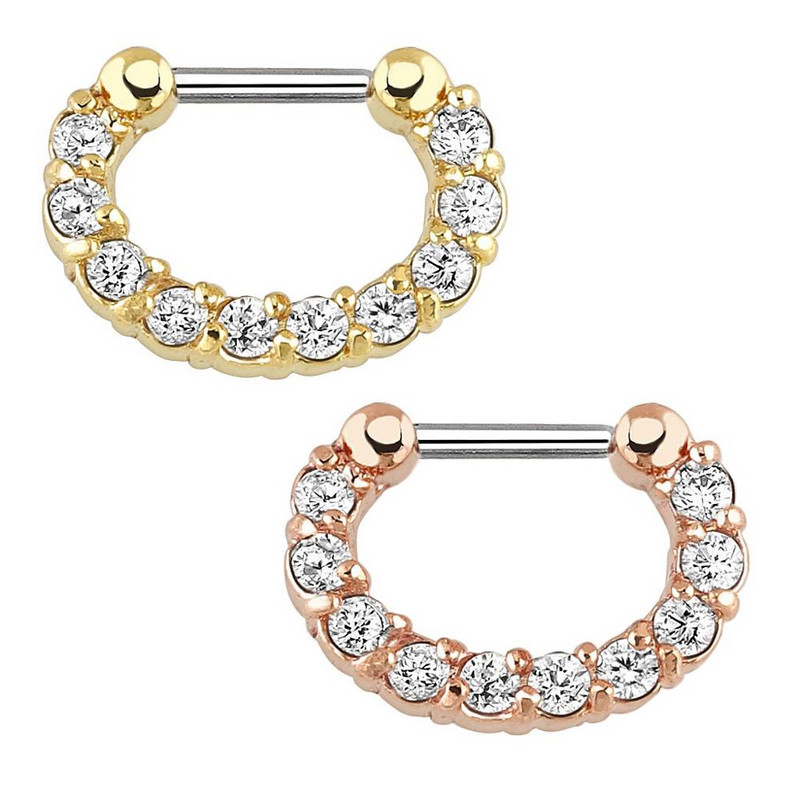 1/2 részes kristály septum piercing Clicker 16G rozsdamentes acél orr piercing gyűrű Septum Clicker ékszer Daith Cartlage piercing