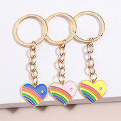 1 set (3 buc) breloc drăguț emailat, inimă curcubeu, breloc chei dragoste, lanțuri chei, cadouri prietenie pentru femei, bărbați, accesoriu pentru geantă, bijuterii