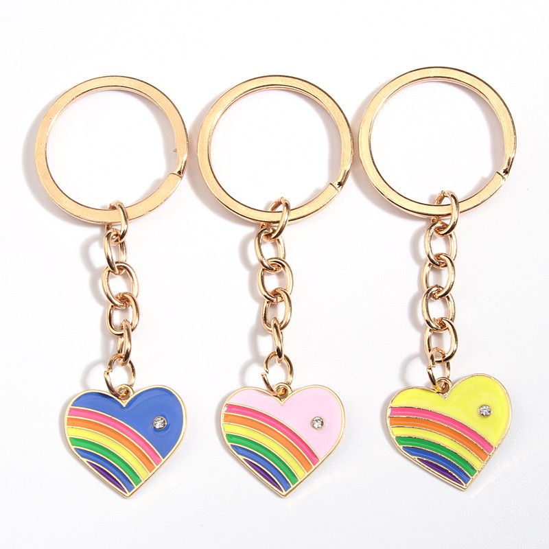 1 set (3 buc) breloc drăguț emailat, inimă curcubeu, breloc chei dragoste, lanțuri chei, cadouri prietenie pentru femei, bărbați, accesoriu pentru geantă, bijuterii