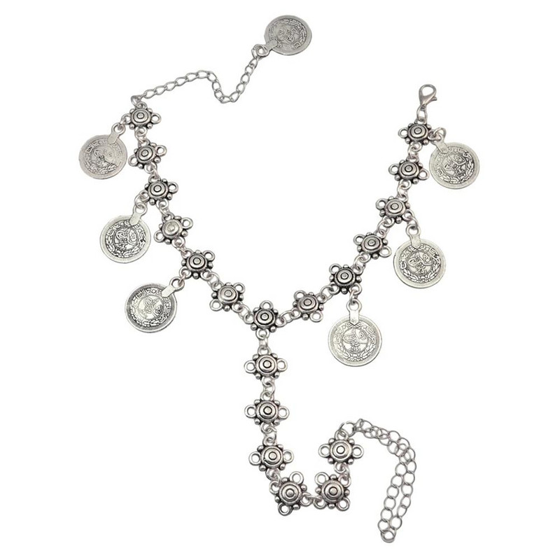 Moneda indiană Boemia Bratara glezna pentru picioare Sandale desculțe Brățară cu lanț Accesorii pentru plajă țigani Bijuterii pentru femei