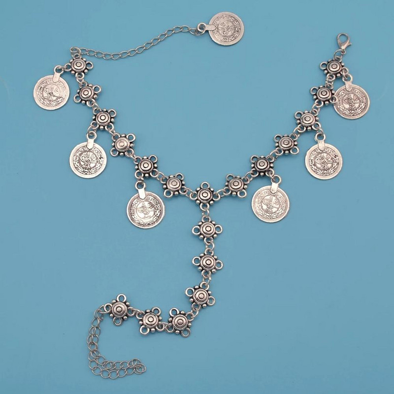 Moneda indiană Boemia Bratara glezna pentru picioare Sandale desculțe Brățară cu lanț Accesorii pentru plajă țigani Bijuterii pentru femei