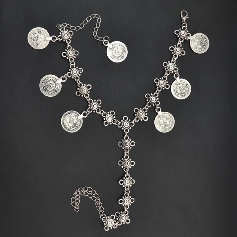 Moneda indiană Boemia Bratara glezna pentru picioare Sandale desculțe Brățară cu lanț Accesorii pentru plajă țigani Bijuterii pentru femei