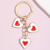 Breloc drăguț emailat, 3 culori, breloc inimă, lanțuri de chei cu dragoste, cadouri de Ziua Îndrăgostiților, pentru femei, bărbați, accesoriu pentru geantă, bijuterii DIY