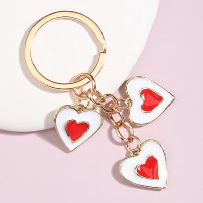 Breloc drăguț emailat, 3 culori, breloc inimă, lanțuri de chei cu dragoste, cadouri de Ziua Îndrăgostiților, pentru femei, bărbați, accesoriu pentru geantă, bijuterii DIY