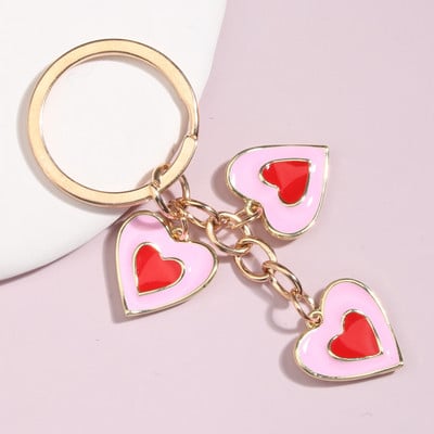 Breloc drăguț emailat, 3 culori, breloc inimă, lanțuri de chei cu dragoste, cadouri de Ziua Îndrăgostiților, pentru femei, bărbați, accesoriu pentru geantă, bijuterii DIY
