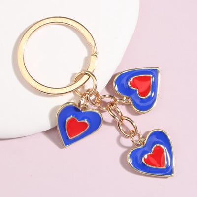 Breloc drăguț emailat, 3 culori, breloc inimă, lanțuri de chei cu dragoste, cadouri de Ziua Îndrăgostiților, pentru femei, bărbați, accesoriu pentru geantă, bijuterii DIY