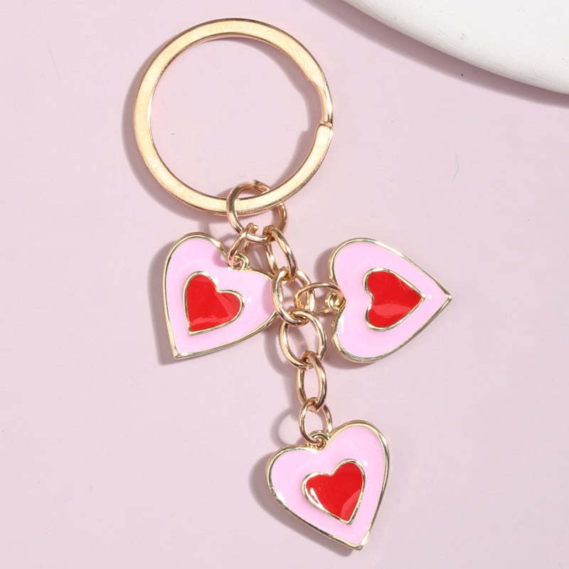 Breloc drăguț emailat, 3 culori, breloc inimă, lanțuri de chei cu dragoste, cadouri de Ziua Îndrăgostiților, pentru femei, bărbați, accesoriu pentru geantă, bijuterii DIY