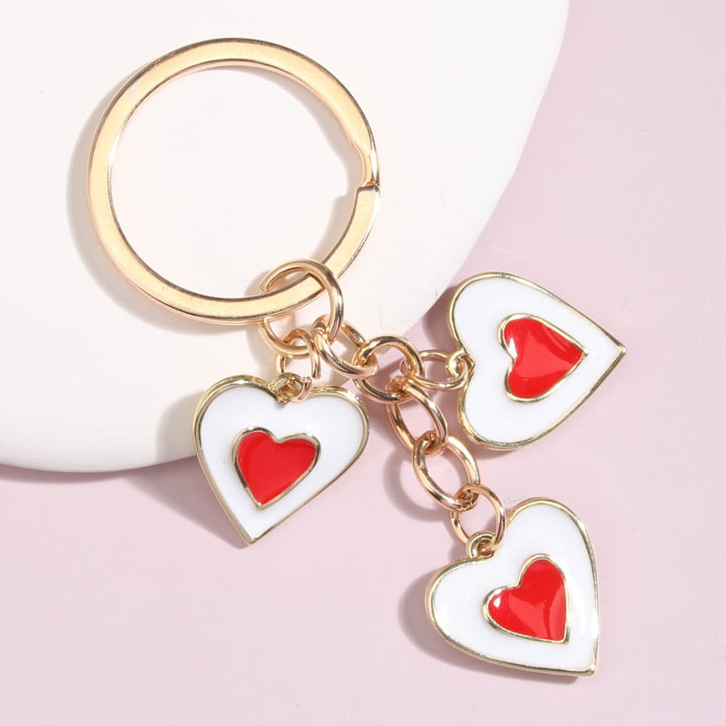 Breloc drăguț emailat, 3 culori, breloc inimă, lanțuri de chei cu dragoste, cadouri de Ziua Îndrăgostiților, pentru femei, bărbați, accesoriu pentru geantă, bijuterii DIY