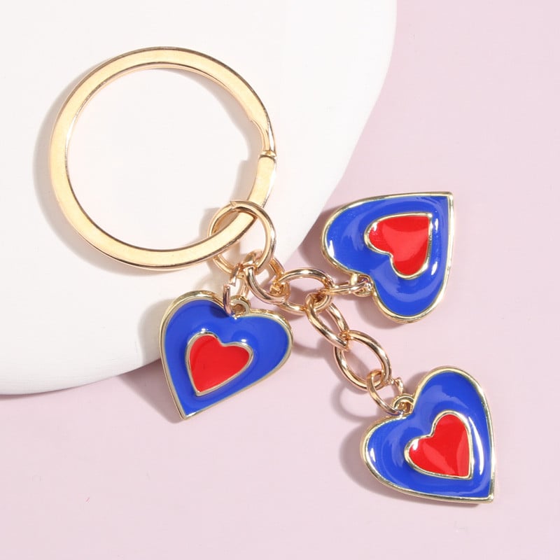 Breloc drăguț emailat, 3 culori, breloc inimă, lanțuri de chei cu dragoste, cadouri de Ziua Îndrăgostiților, pentru femei, bărbați, accesoriu pentru geantă, bijuterii DIY
