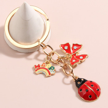 Lovely Animal Keychain Ladybird Butterfly Happy Μπρελόκ Μπρελόκ σμάλτο για Γυναικείες Ανδρικές τσάντες Αξεσουάρ DIY κοσμήματα δώρα