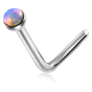 1/2 DB sebészeti acél opál orrcsap 20G Lshape orrcsap Opál orrgyűrű és szegecsek Orrlyuk fülbevaló Pircing Nariz testékszer