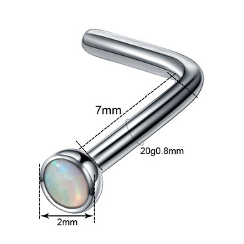 1/2 БР. Опал за нос от хирургическа стомана 20G L форма за нос Опал пръстен за нос и шипове Обеци за ноздри Pircing Nariz Бижута за тяло