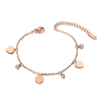 BOBOTUU Stil Boemia Oțel inoxidabil CZ Cristal Charm gleznă pentru femei Fată Rose Gold Color Foot Beach Bijuterii BA19027