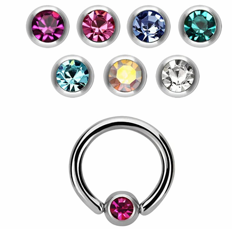 2 buc din oțel inoxidabil cristal captiv inel de mărgele lot 16G cerc piercing nas cu bilă cartilaj cercel cerc helix piercing tragus